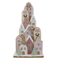 LED Pink Gingerbread Village