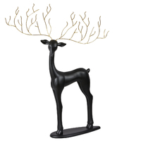 Reindeer Blk/Gold Antlers Standing 147cm