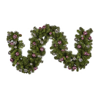 Garland with Lights 274cml Pink and Silver