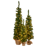 Set 3 Green Trees with Lights