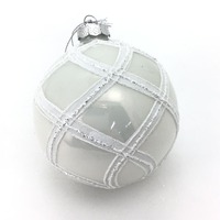 White Harlequin Ball Hanging Orn
