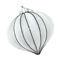 White Lined Drop Hanging Orn