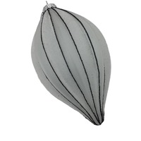 White Lined Long Drop Hanging Orn