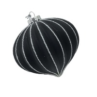 Black Lined Long Drop Hanging Orn