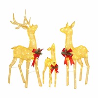 LED Gold Mesh Reindeer Family Set 3