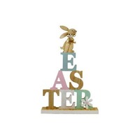41x26cm MDF Pastel Easter Sign With Rabbit