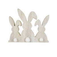 Wooden Bunny Trio 18 x 22cm - White