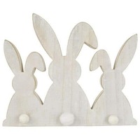 Wooden Bunny Trio 28 x 22cm - White
