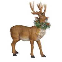 Standing Deer W/wreath 33cm h