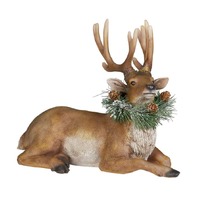 Sitting Deer W/wreath 25cm h