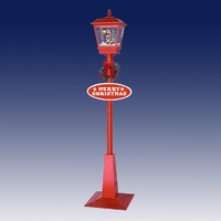 Lampost with Snow, Lights &amp; Music.  Red with Santa 180cmh