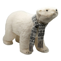 Walking Polar Bear with Grey Scarf