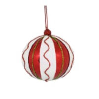 100mm Red and White Bauble