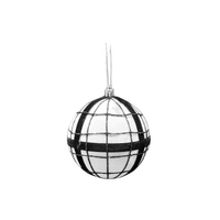 100mm White and Black Bauble