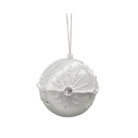100mm Ornate Bauble White