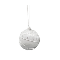 100mm Ornate Bauble White