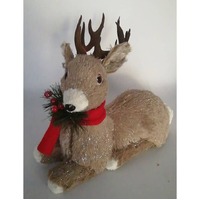 Standing Deer Brown Cotton String 30x11x29cm (Red Scarf) REDUCED