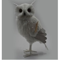 Standing Owl White String 17x15x31cm