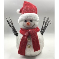 White Snowman with Red Hat and Red Scarf