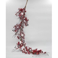 Red Berries Garland with Snow 160cm