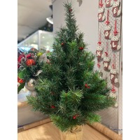 90cm Rich Spruce Tree with Berry &amp; Burlap - 95 Tips