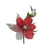 12&quot; Xmas Magolia Red with Gold Glitter Spray Bundle