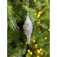 Finial Silver Glitter Base Clear Stones