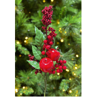 11" Xmas Berry Spray with Leaf and Berries