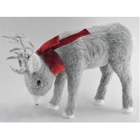Standing Deer,grey w.red scarf 49×15×32cm