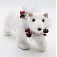 BEAR FLOCKED WHITE 29X10X18CM