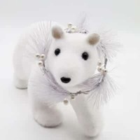 BEAR FLOCKED WHITE 29X10X18CM