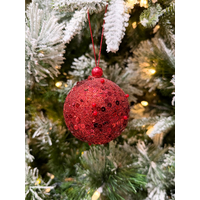 80mm Glitter Ball Red