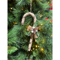 Brown Candy Cane with Bow Orn