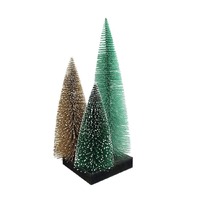 Trio of Christmas Bristle Trees Decoration Sage 30cm..
