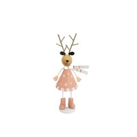 Scandi Reindeer Standing Decoration Pink &amp; White 17cm..