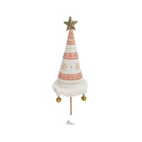 Cute Scandi Christmas Tree Standing Decoration Pink &amp; White 21cm ..