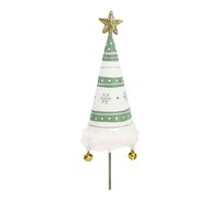 Scandi Christmas Tree Standing Decoration Sage &amp; White 21cm..