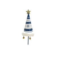 Scandi Christmas Tree Standing Decoration Navy &amp; White 21cm..