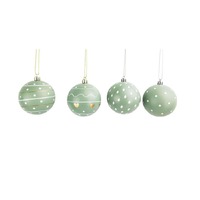 Scandi Baubles Hanging Decoration Sage 8cm S/4..