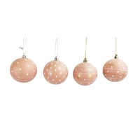 Scandi Baubles Hanging Decoration Pink 8cm S/4..