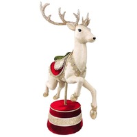 Beige Red Christmas Reindeer Jumping Deco