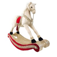 Beige Red Christmas Rocking Horse 59cm