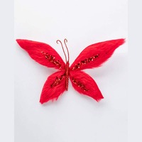 Fur Butterfly Clip Red 36cm