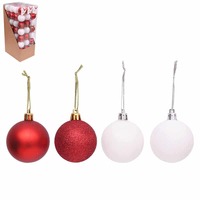 8x6cm REd &amp; White Baubles