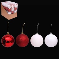 4x8cm Red &amp; White Baubles