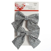 2pc Silver Bow 14x13cm