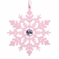 Snowflake Tree Orn Pink Flocking 13cm