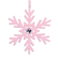 Snowflake Tree Orn Pink Flocking 14.5cm