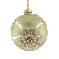 Mint Glass Baubles 8cm