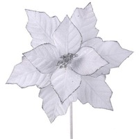 White Velour Poinsettia s/Silver Trim